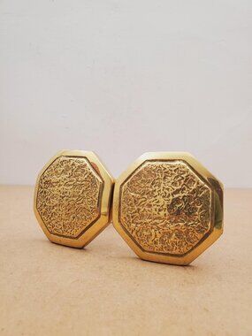 Pair of 2 Vintage Gold solid brass Hook Or Curtain Tie Back Wall Mounted Hook